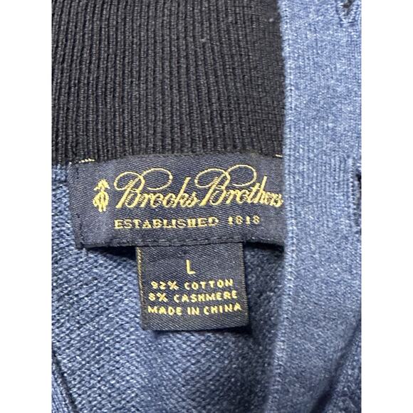 Brooks Brothers 1/4 Button Sweater Men's Large Blue Cashmere Blend - Picture 3 of 6